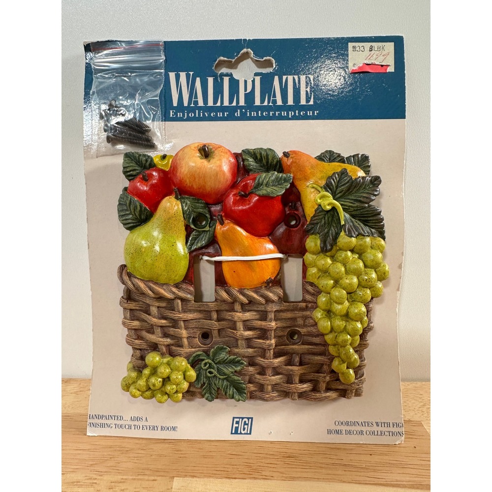 Vintage 80s 90s Fruit Basket Wallplate Retro Kitchen 3D Decor Lightswitch